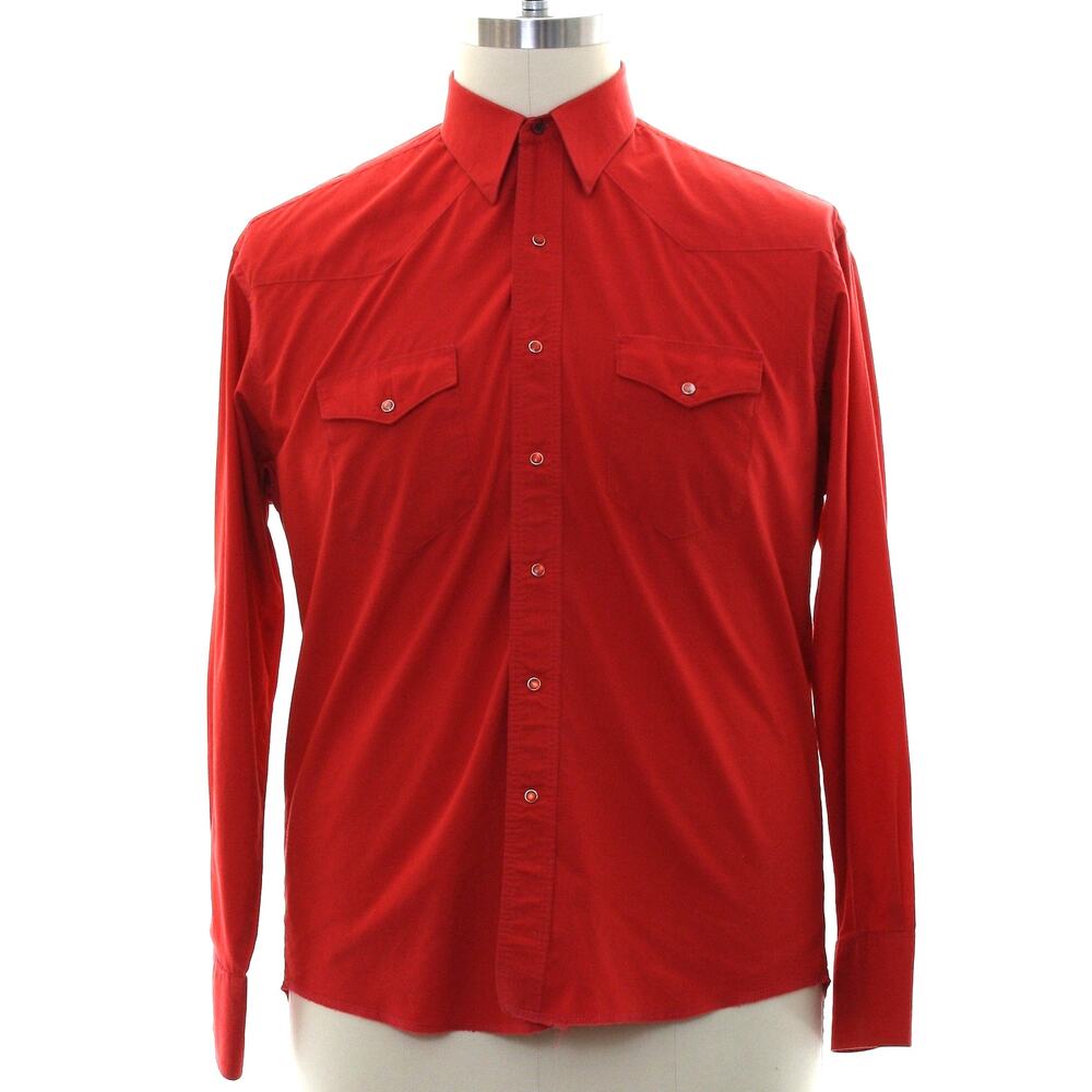 Vintage 80s Men’s 17-36 XL Wrangler Red Snap Western Shirt